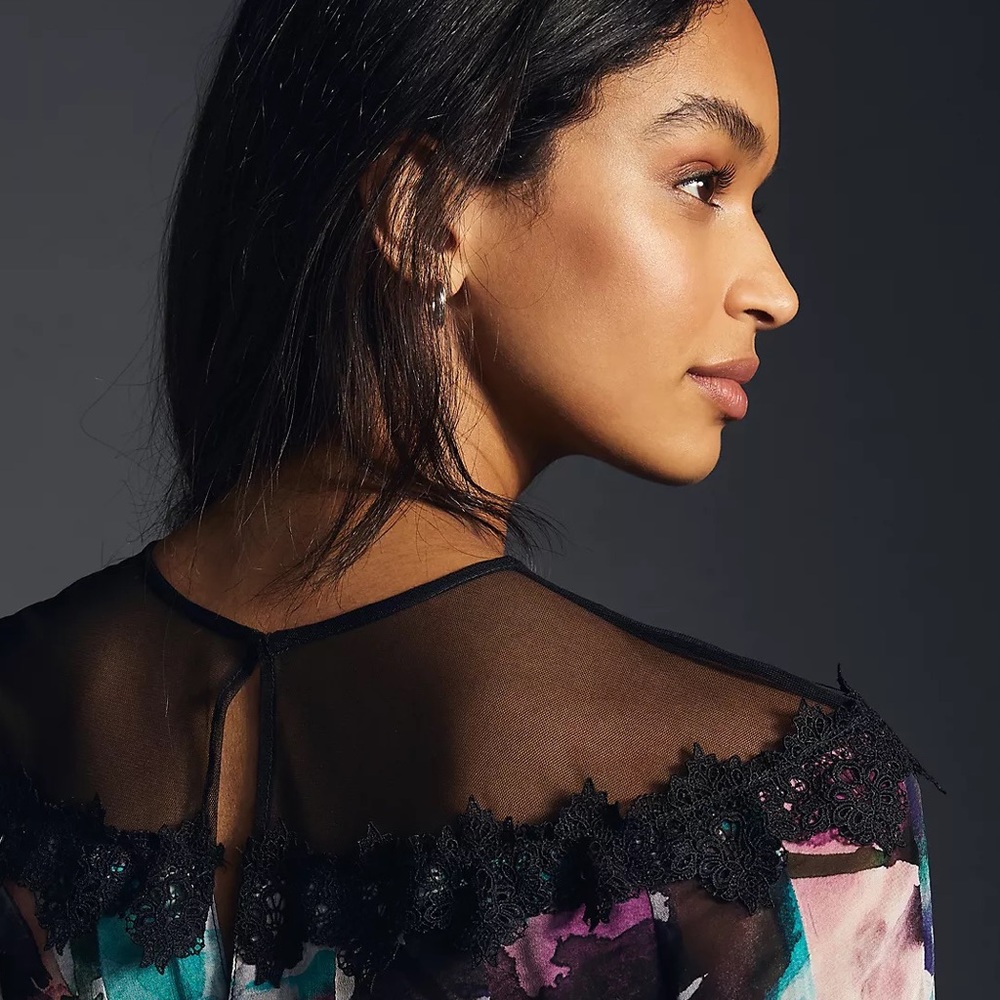 Flutter-Sleeve Lace Mini Dress - Picture 5 of 15